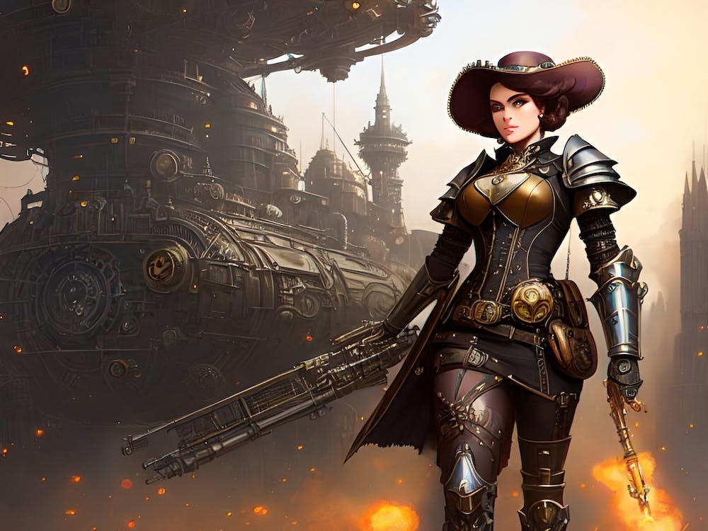 Steampunk Girl In Action