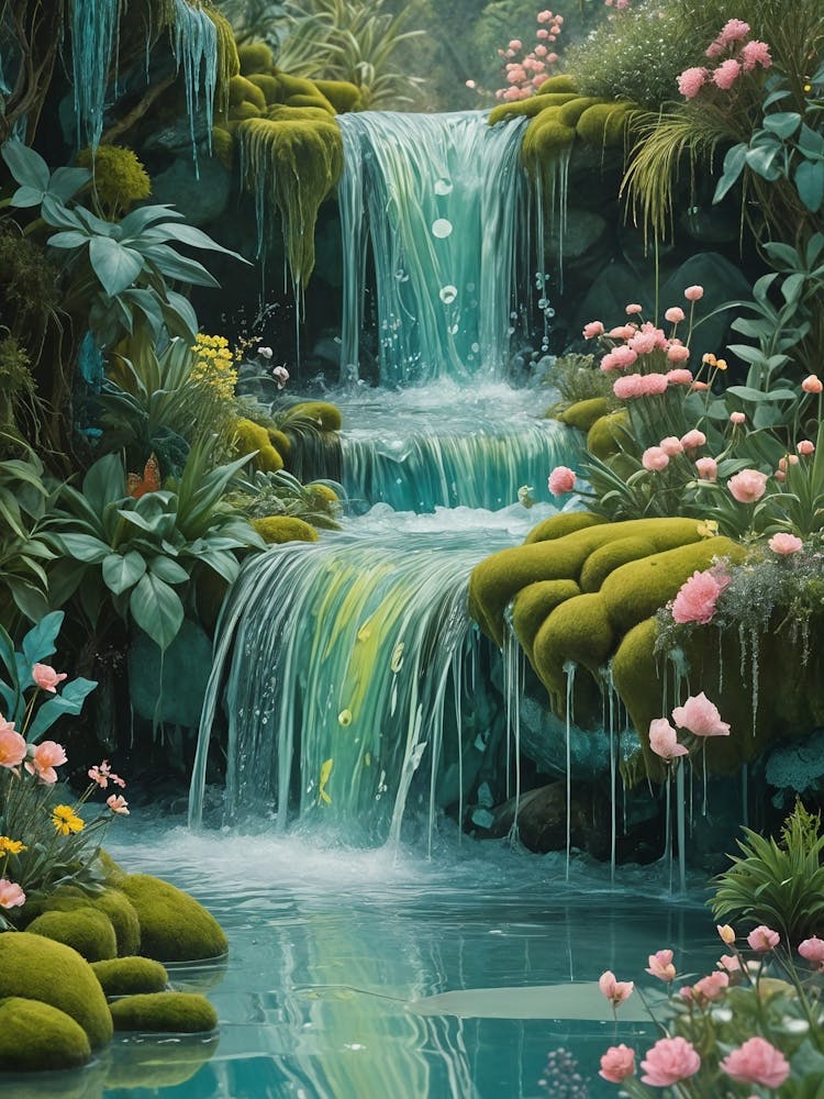 Ethereal Waterfall In The Jungle no1