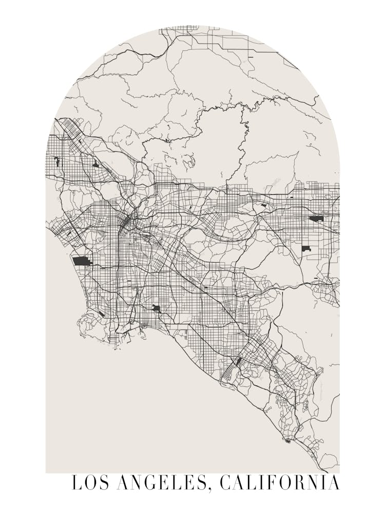 Los Angeles California Boho Minimal Arch Street Map 1