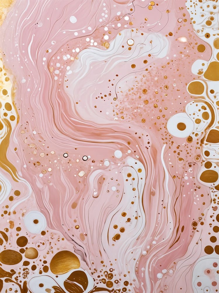 Gold And Pink Marble Liquid Marble no1