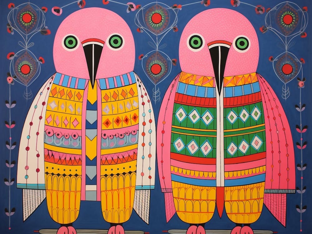 Parrot 1 Folk Style Animal Illustration