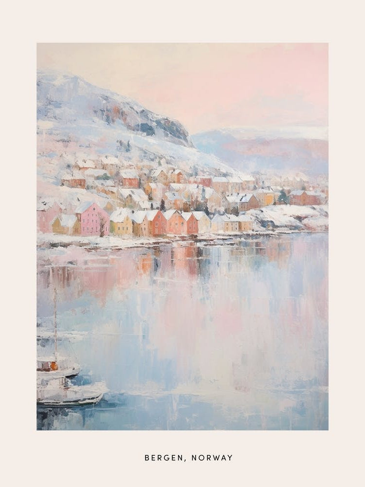 Dreamy Winter Painting Poster Bergen Norway 2