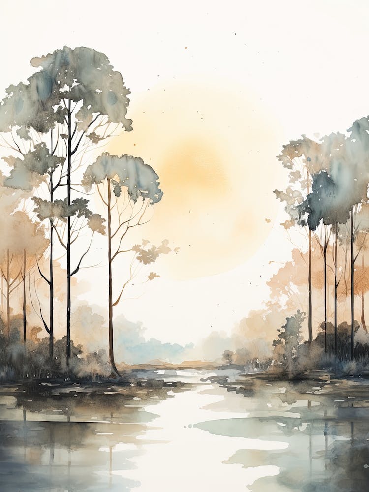 Watercolour Painting Of Congaree National Park   South Carolina Usa 3