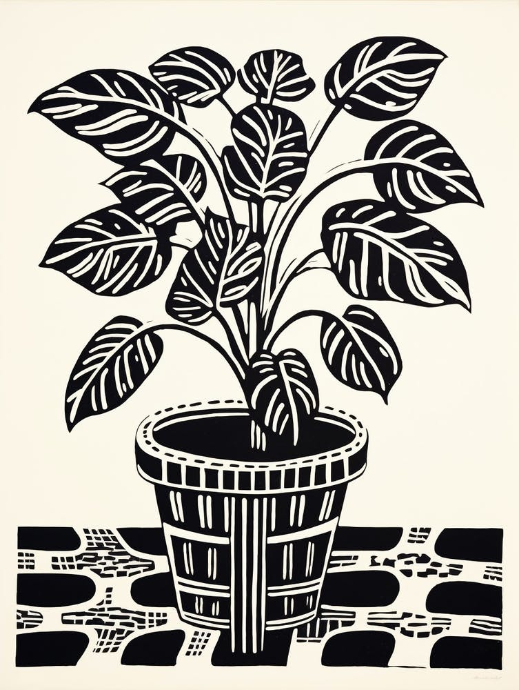 Illustration Végétale Noir et Blanc Fonte 1