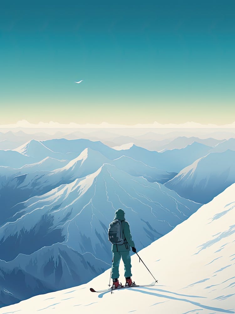 Hakuba   Nagano, Japan, Ski Resort Illustration 2 Simple Style
