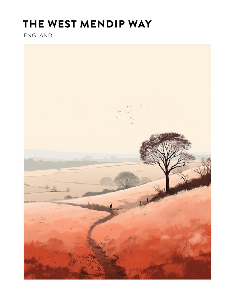 The West Mendip Way England 2 Hiking Trail Landscape Poster