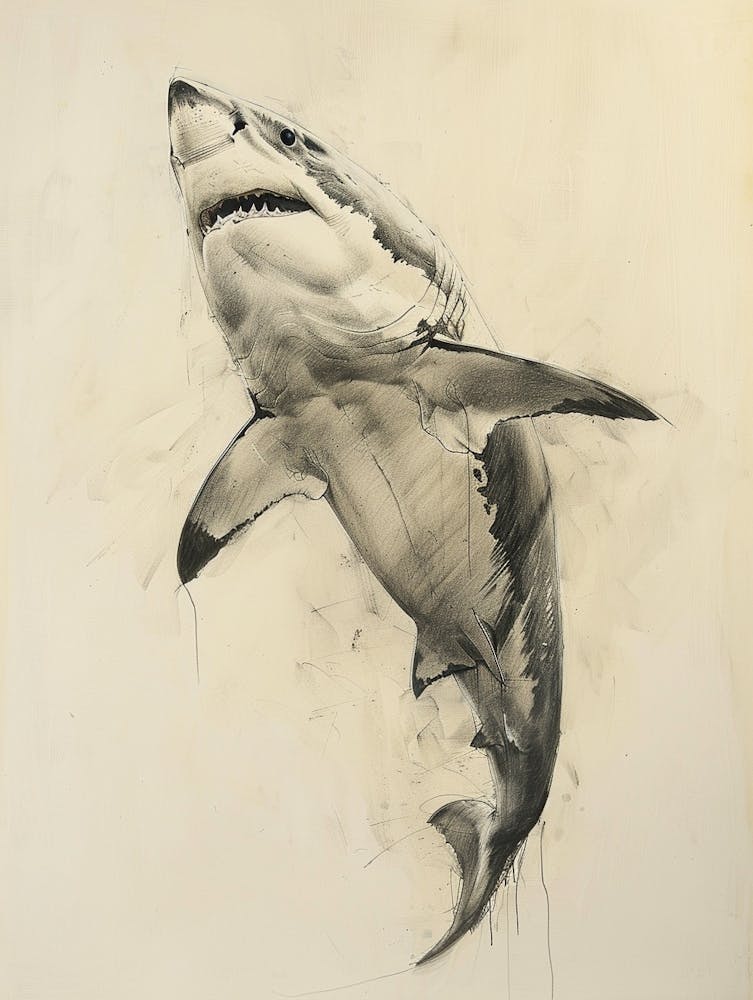 Great White Shark Vintage Illustration 1