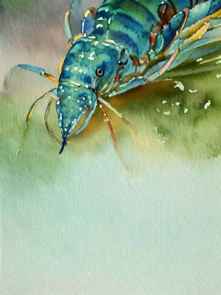 Blue Lobster II Storybook Watercolour