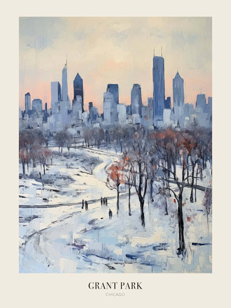 Winter City Park Poster Grant Park Chicago United States 3