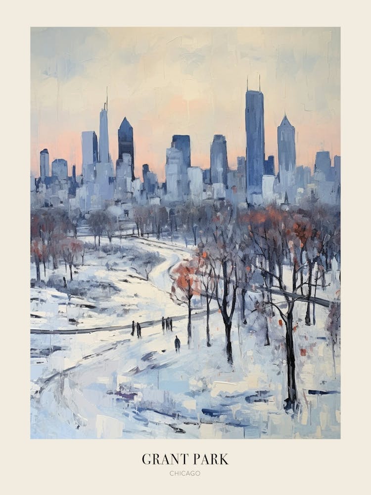 Winter City Park Poster Grant Park Chicago United States 3