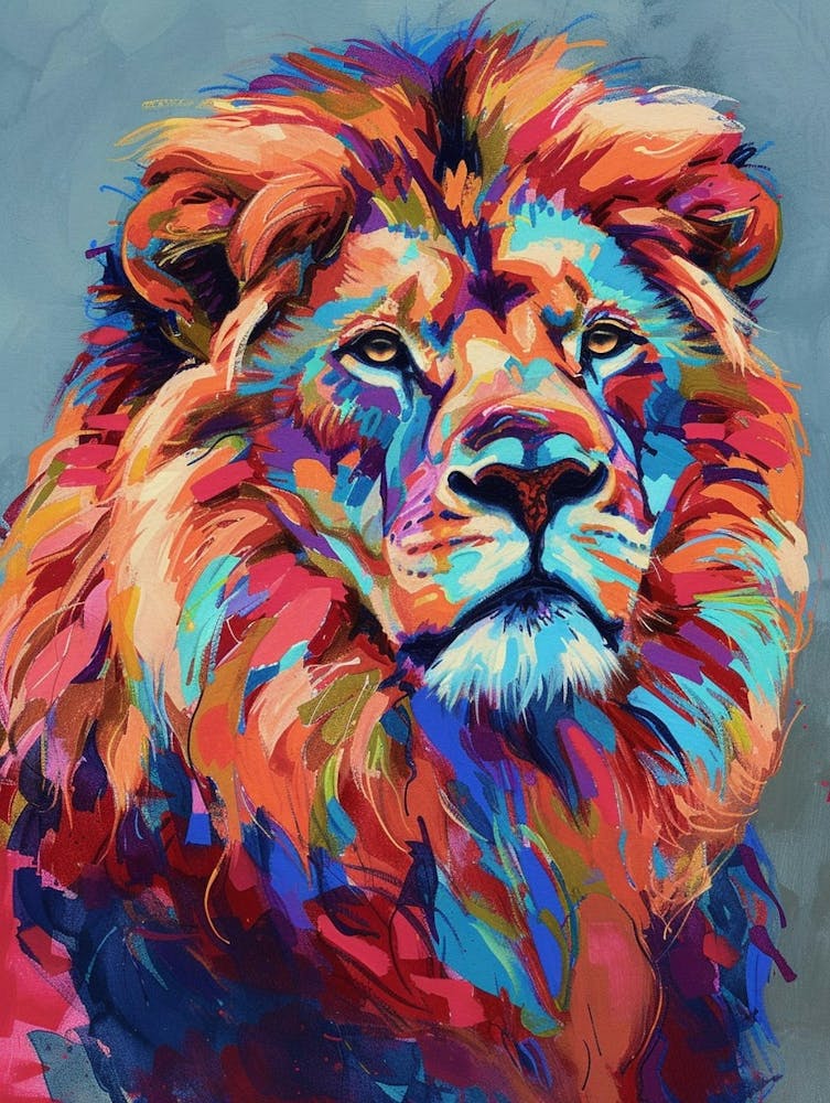 Asiatic Lion Fauvist Painting 1
