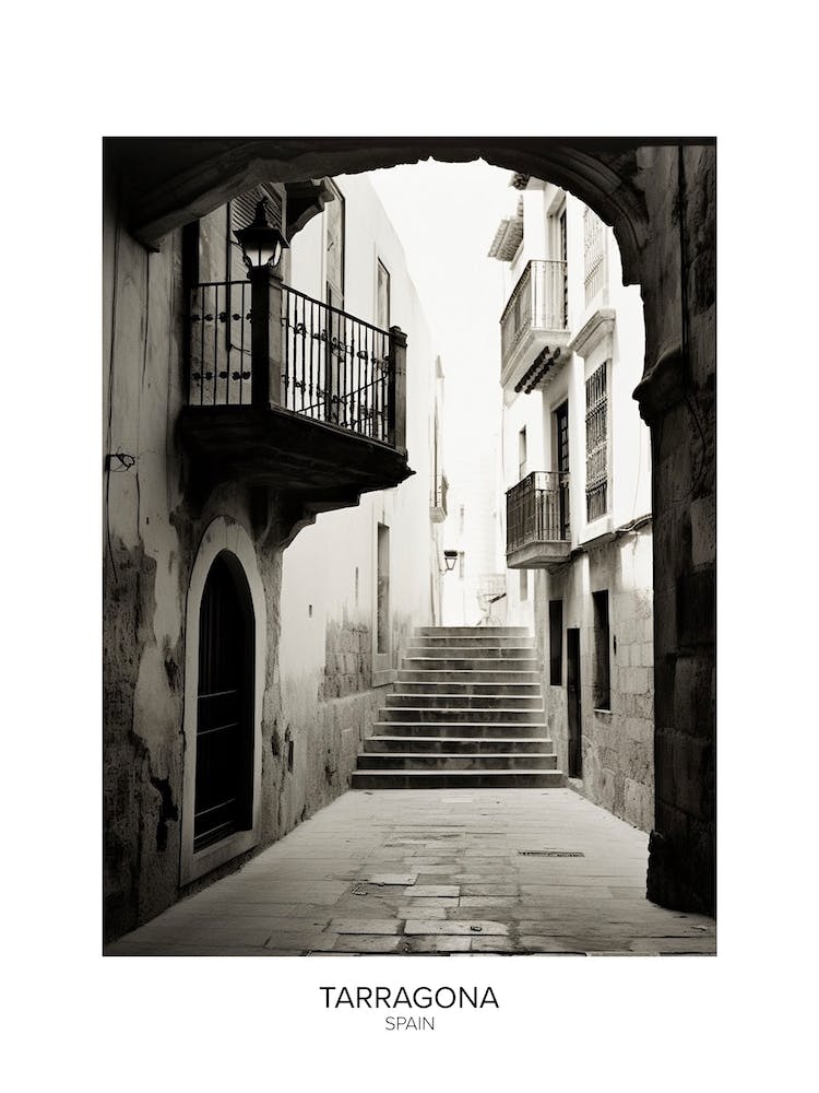Poster Of Tarragona, Spain, Black And White Analogue Photography 2