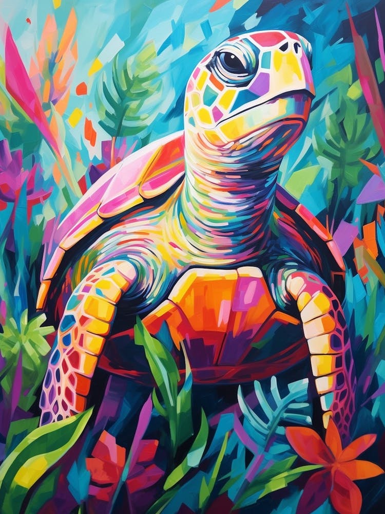 Brushstroke Sea Turtle In Ocean 1