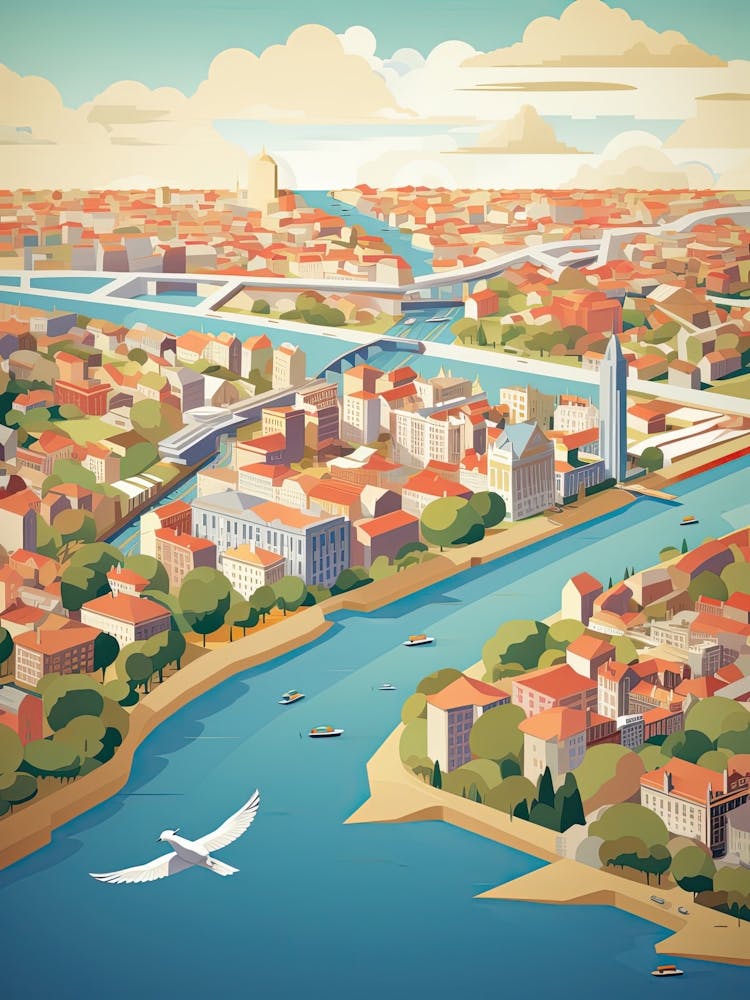 Nantes, France, Geometric Illustration 3