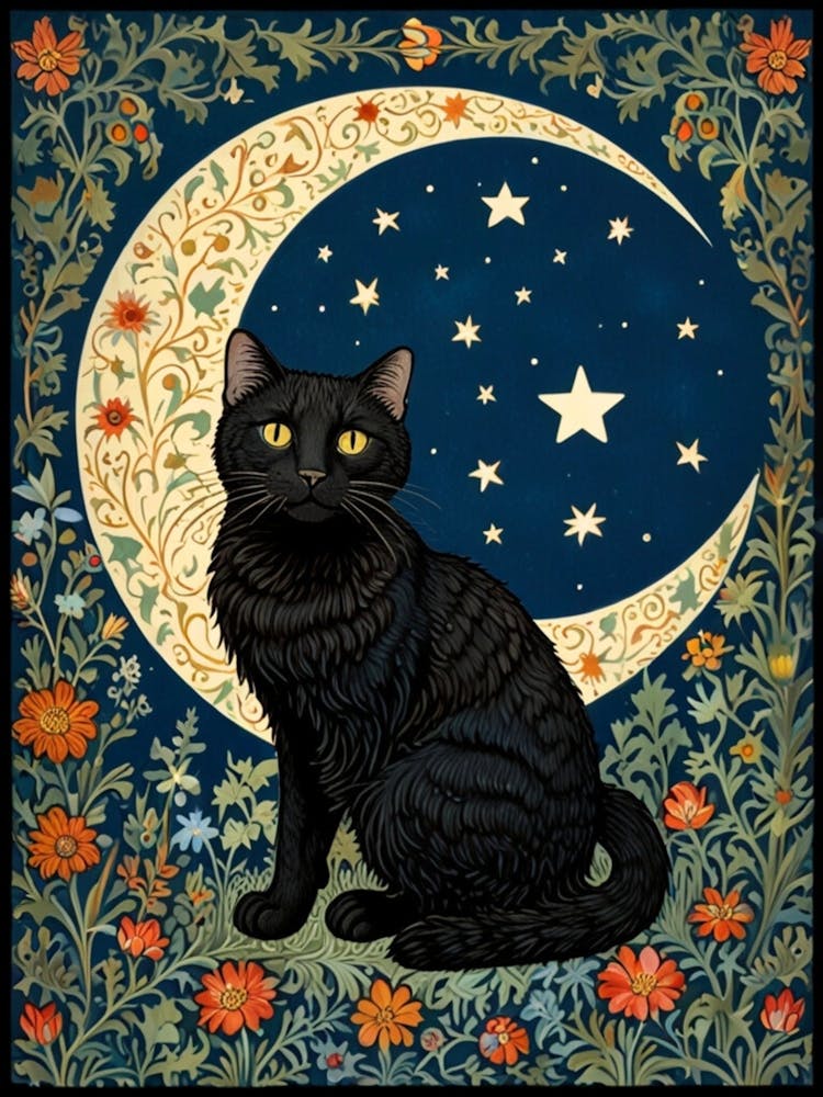 William Morris Black Cat On The Moon 1