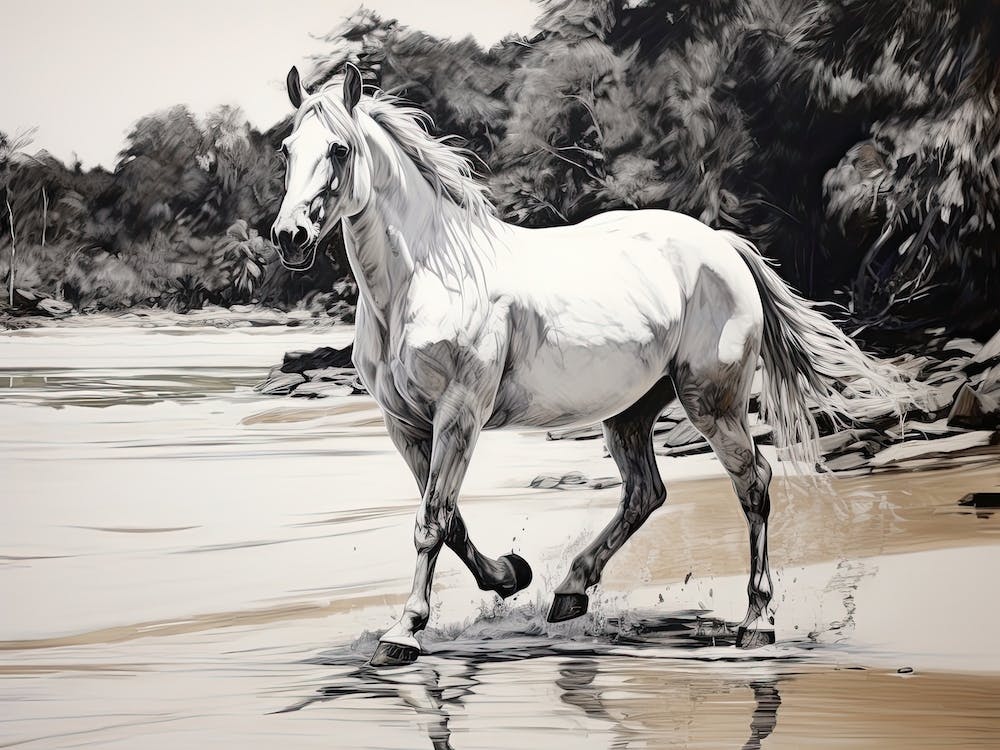 A Horse Oil Painting In Ao Nang Beach, Thailand, Landscape 2