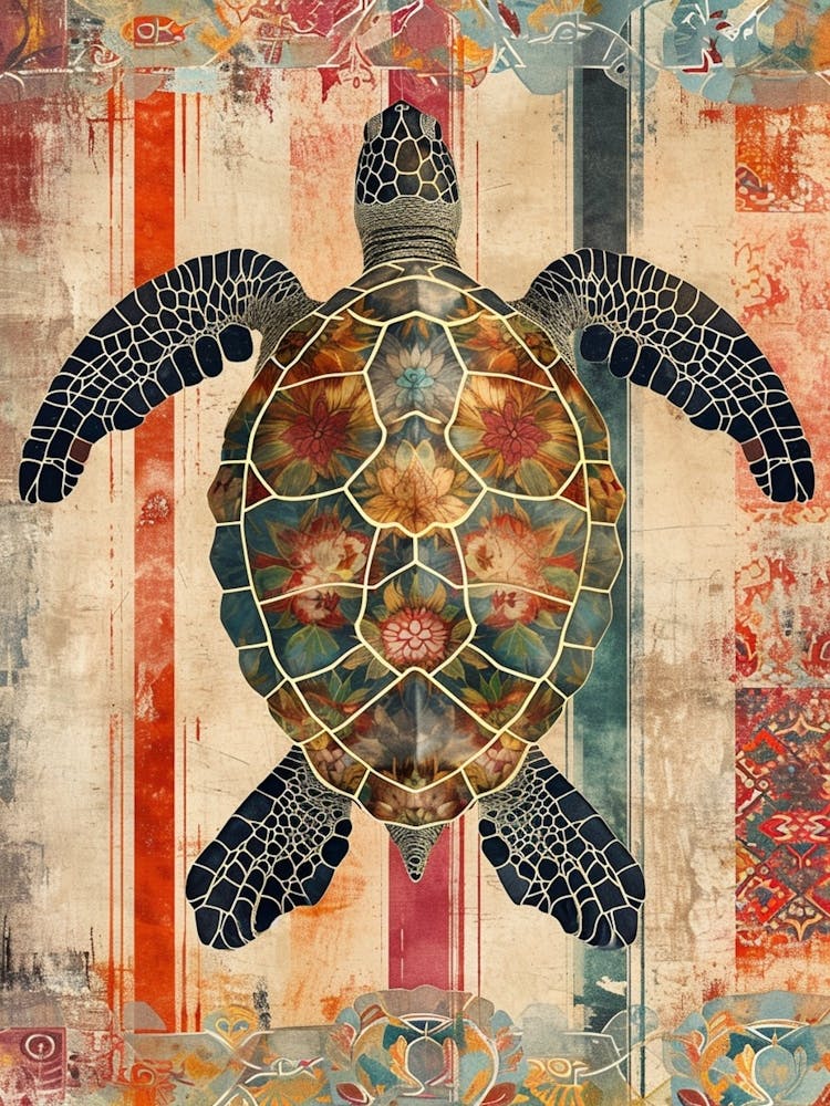 Wallpaper Inspired Red Tone Sea Turtle