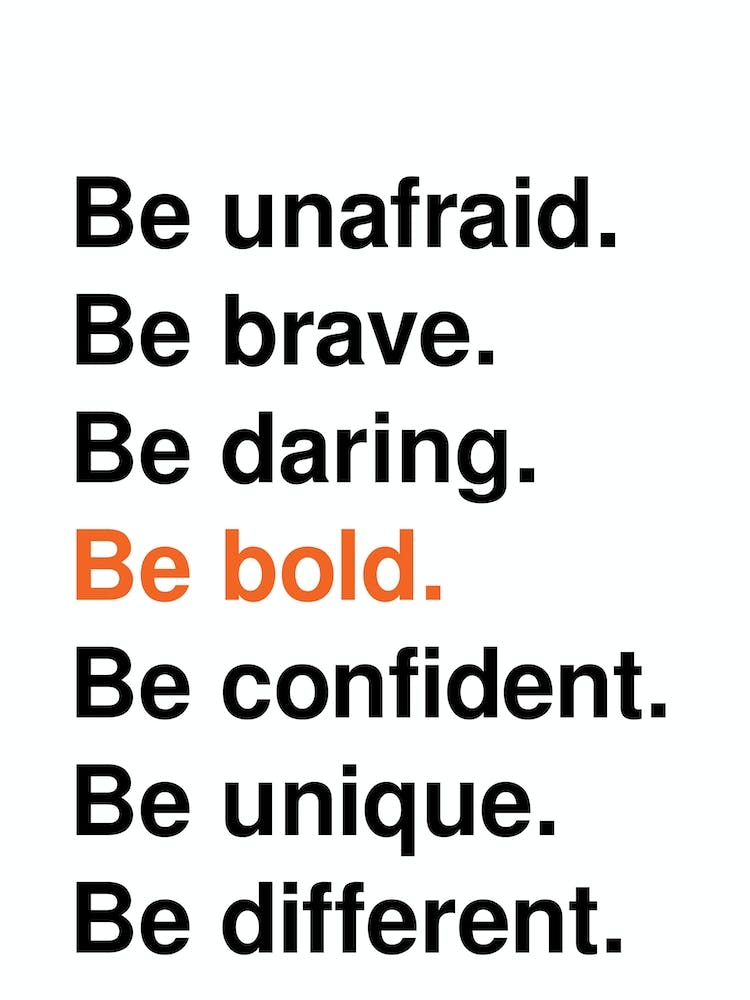 Be Unafraid Bold Typography Statement In White And Orange
