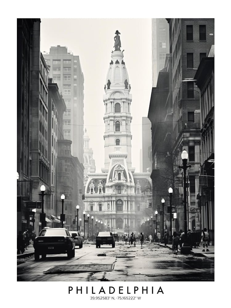 Poster Of Philadelphia, Black And White Analogue Photograph 1