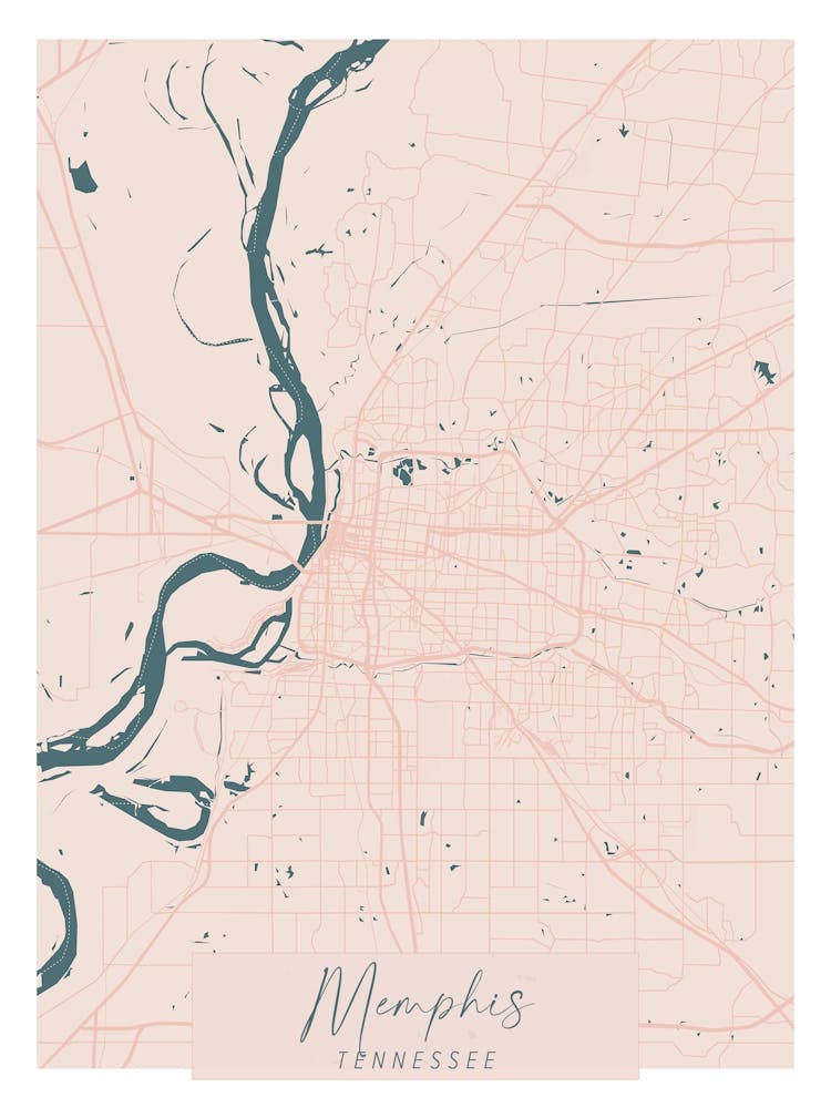 Memphis Tennessee Pink and Blue Cute Script Street Map