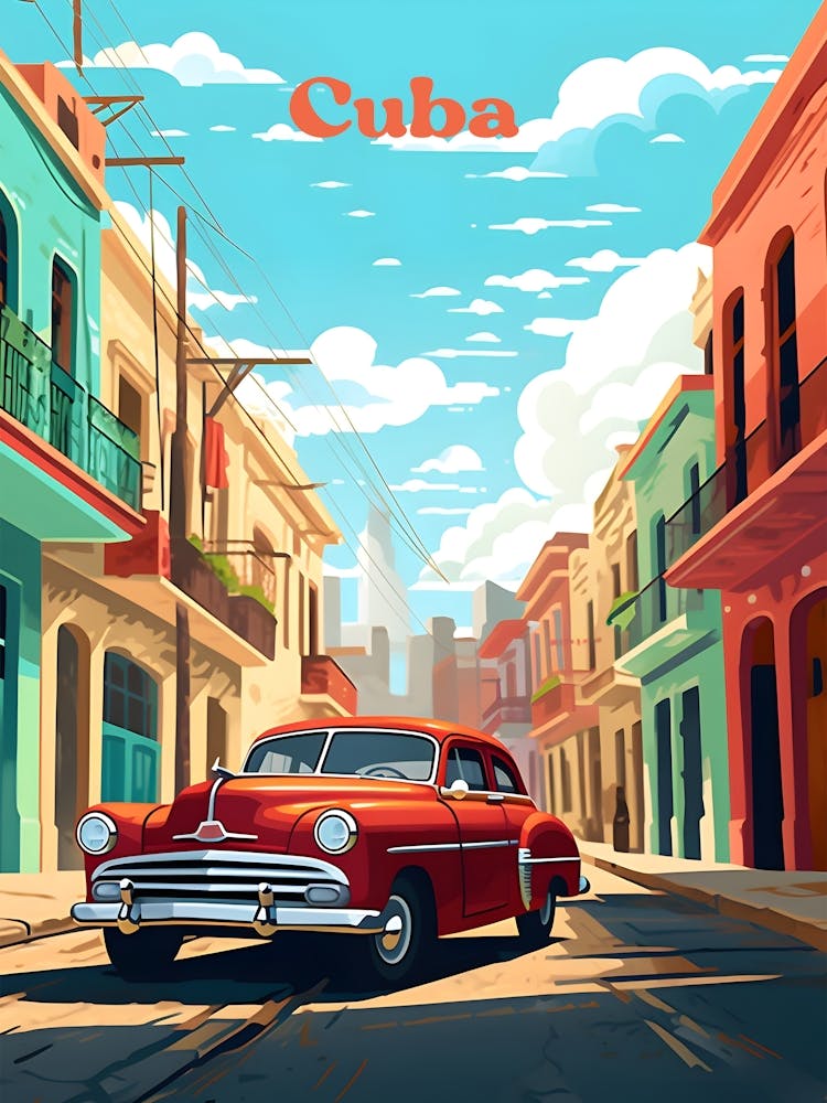 Cuba Havana Modern Travel Illustration