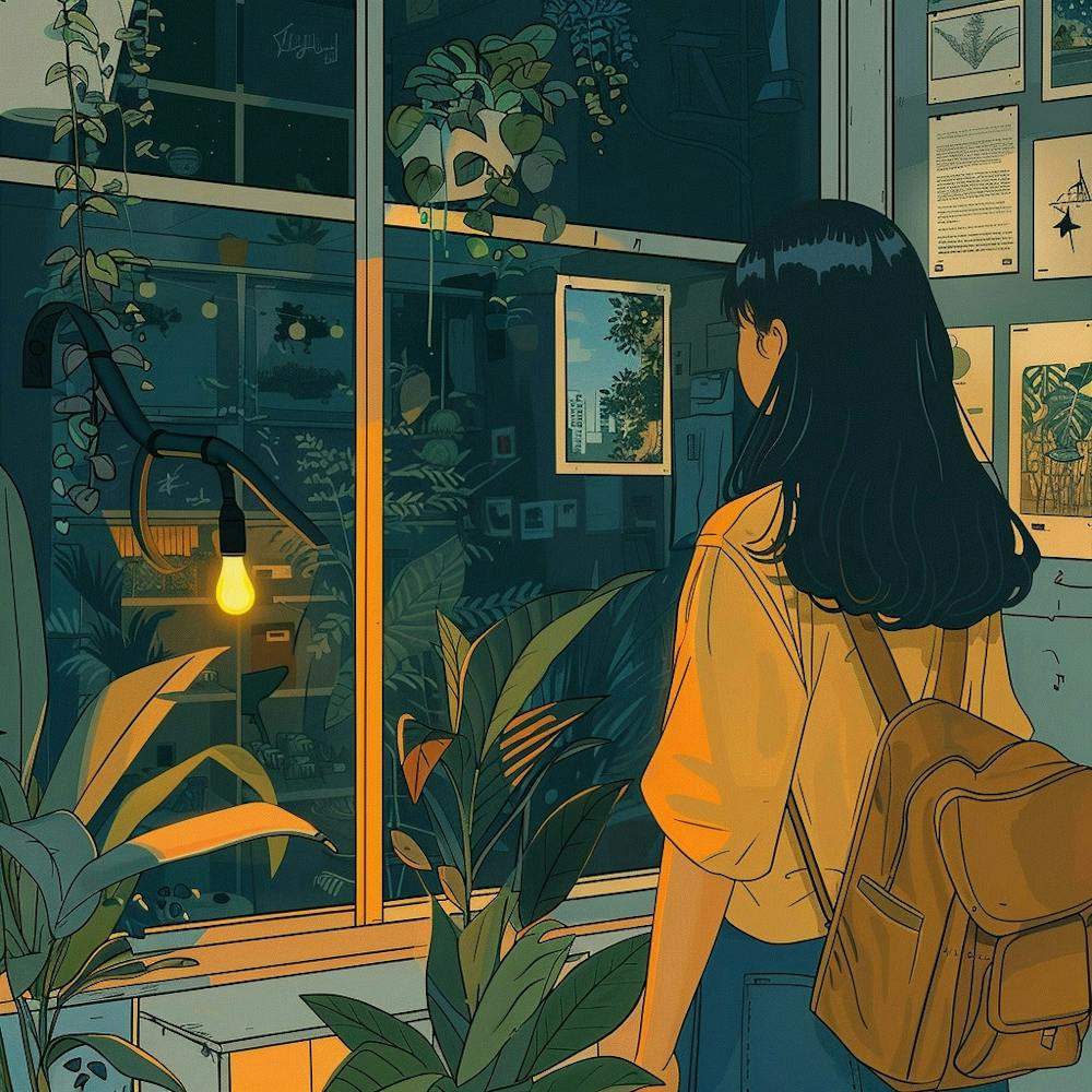 Girl Looking Out Of A Window