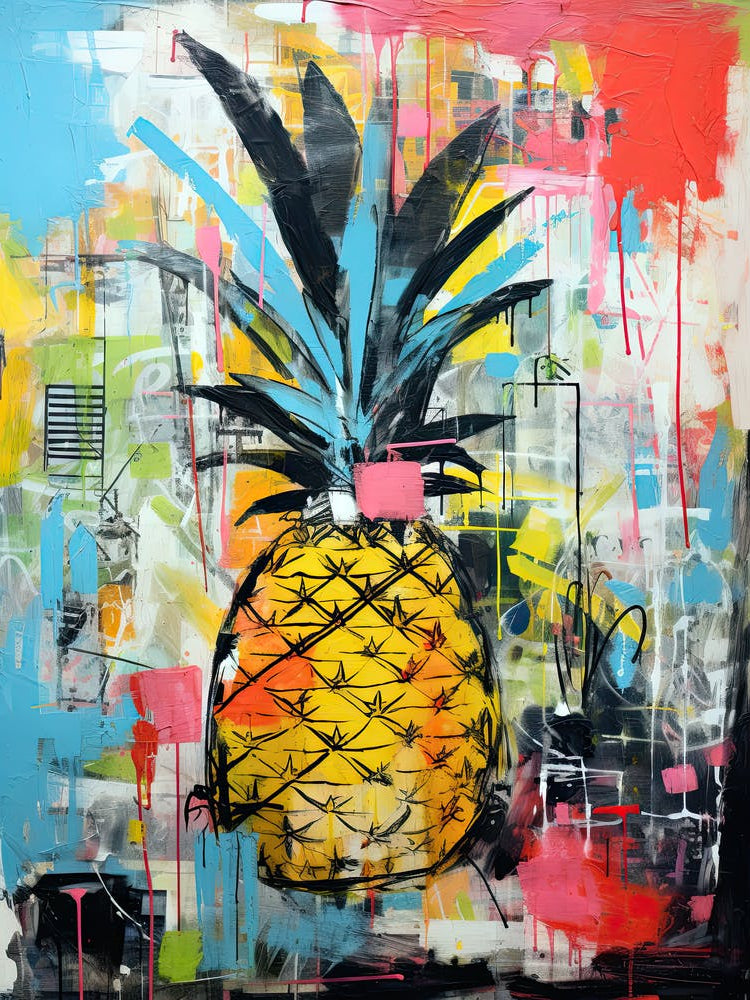 Pineapple Dreams: Basquiat-Inspired Street Art