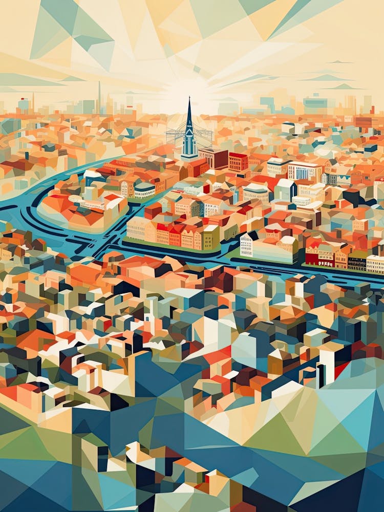 Berlin, Germany, Geometric Illustration 2