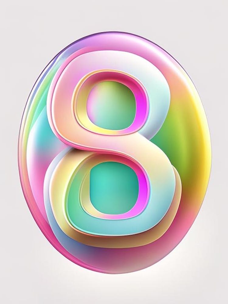8, Number, Education Bubble Rainbow 3