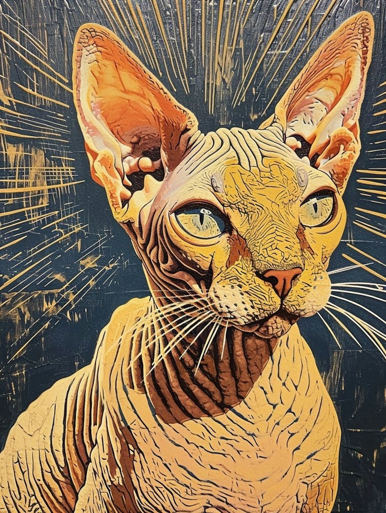 Sphynx Katze Relief-Illustration 1