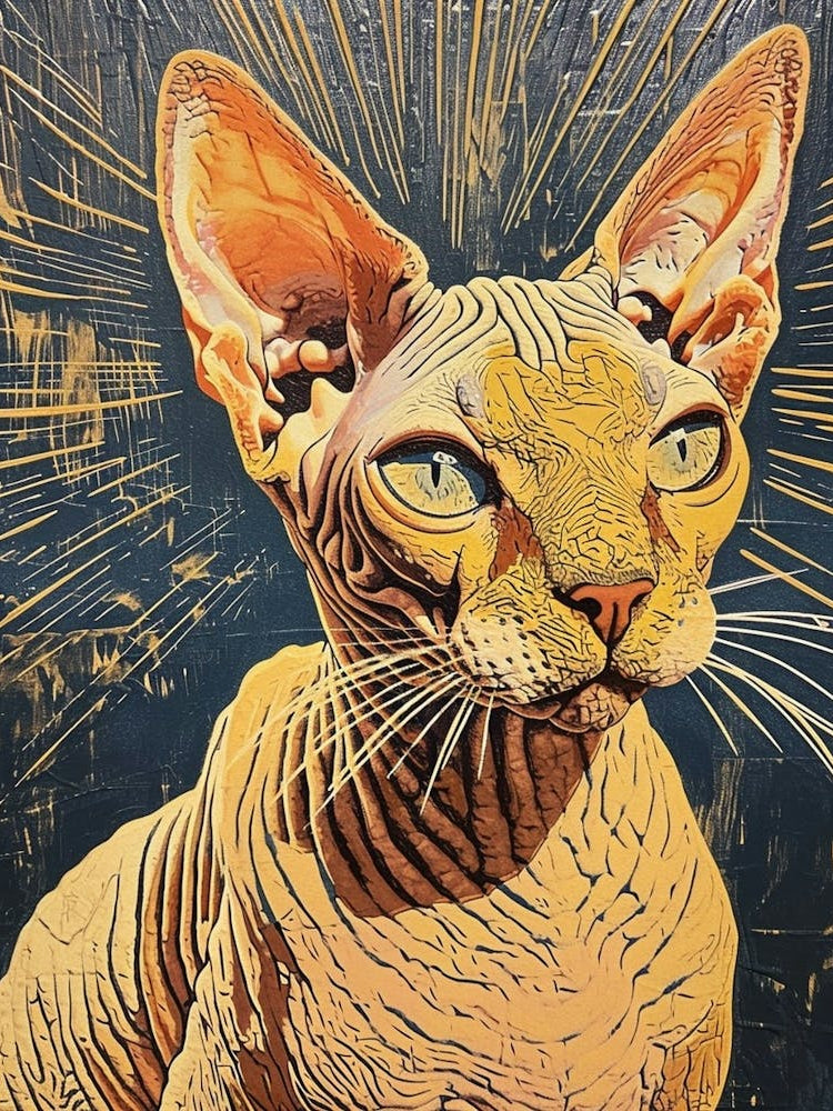Sphynx Cat Relief Illustration 1