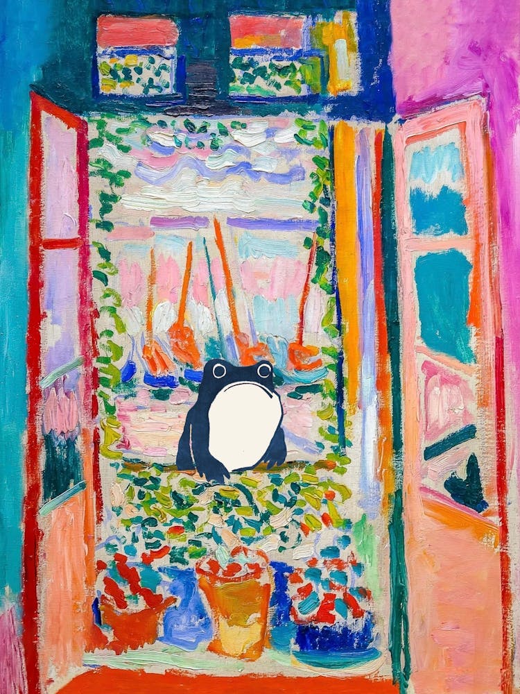 Unimpressed Frog In Matisse Open Window Painting