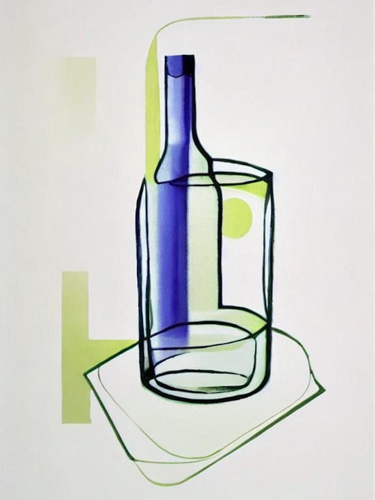 Green Demon Picasso Line Drawing Cocktail Poster