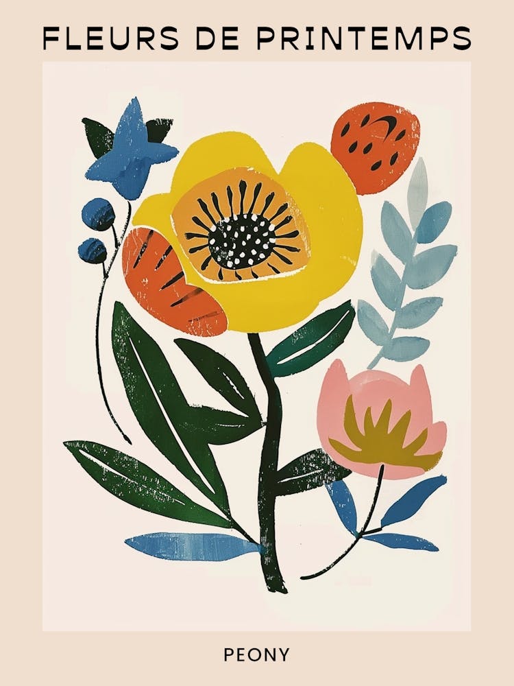 Französisches Frühlings-Blumenposter Pfingstrose 4