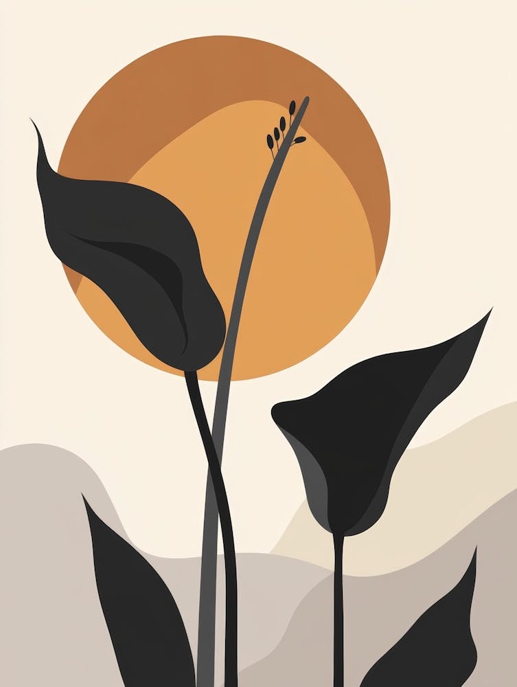 Sunset With Plants