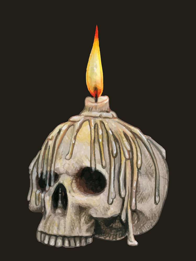 Gothic Skull Candle - Vintage Decor