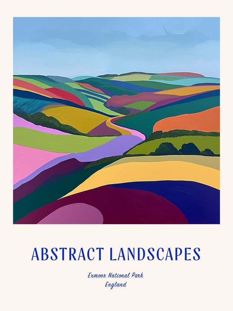 Colourful Abstract Exmoor National Park England 4 Poster Blue