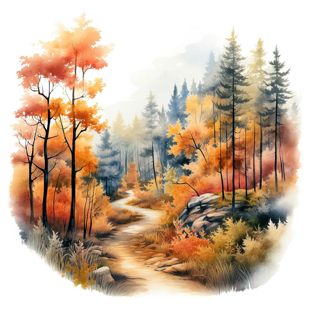 Watercolor Autumn Forest 11