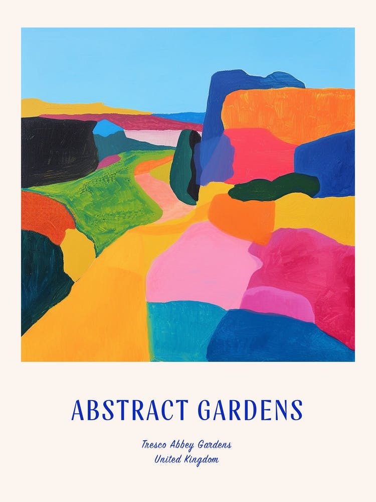 Colourful Gardens Tresco Abbey Gardens United Kingdom 1 Blue Poster