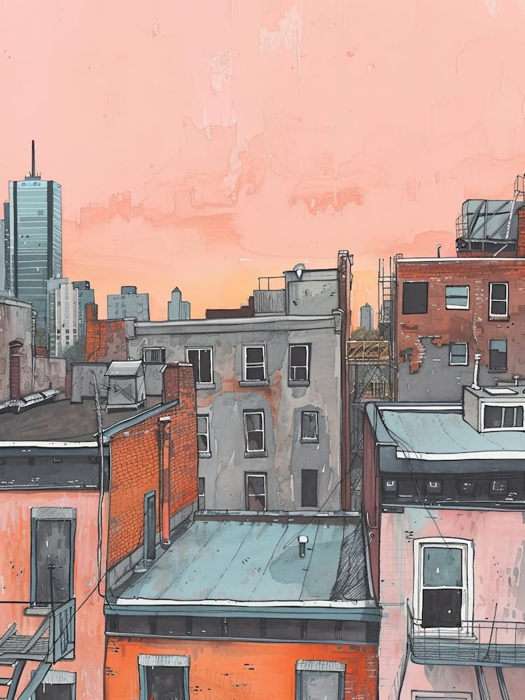 Toronto Rooftops Morning Skyline 3