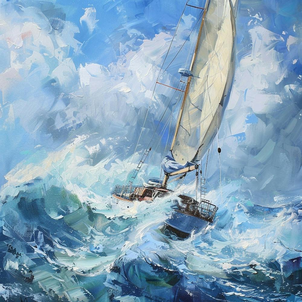 Sailboat In Rough Seas