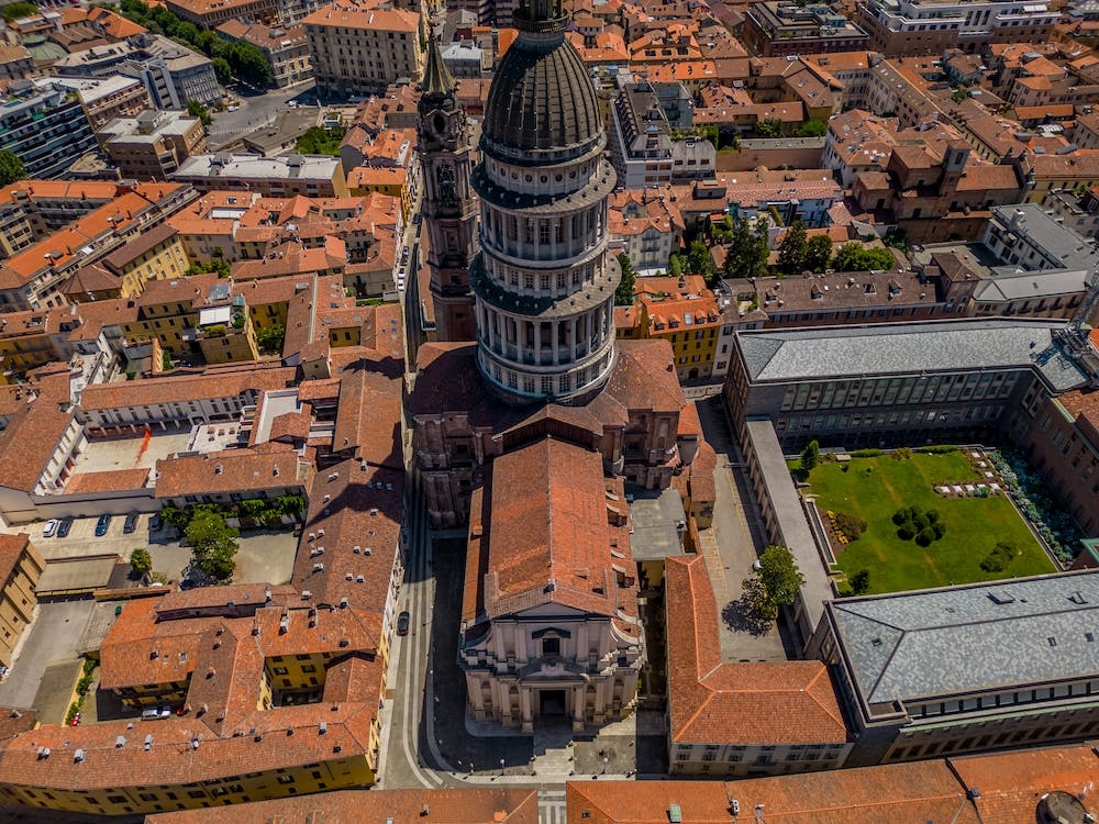 Top view of the Basilica of San Gaudenzio.  Novara. Piedmont. Italy
