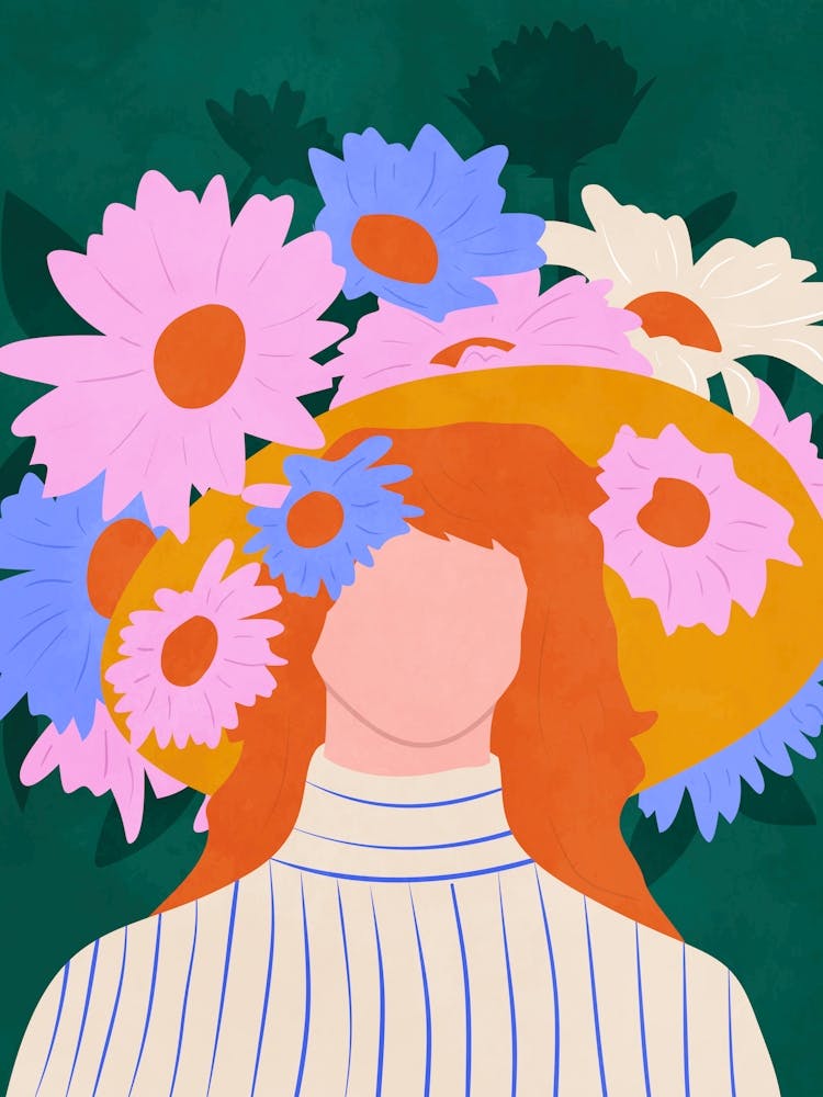 Golden Hat & Wildflowers