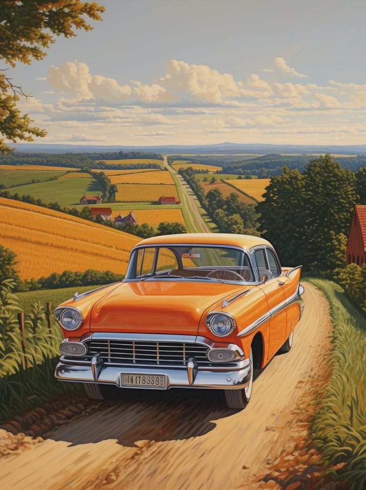 Old Car On The Road 1