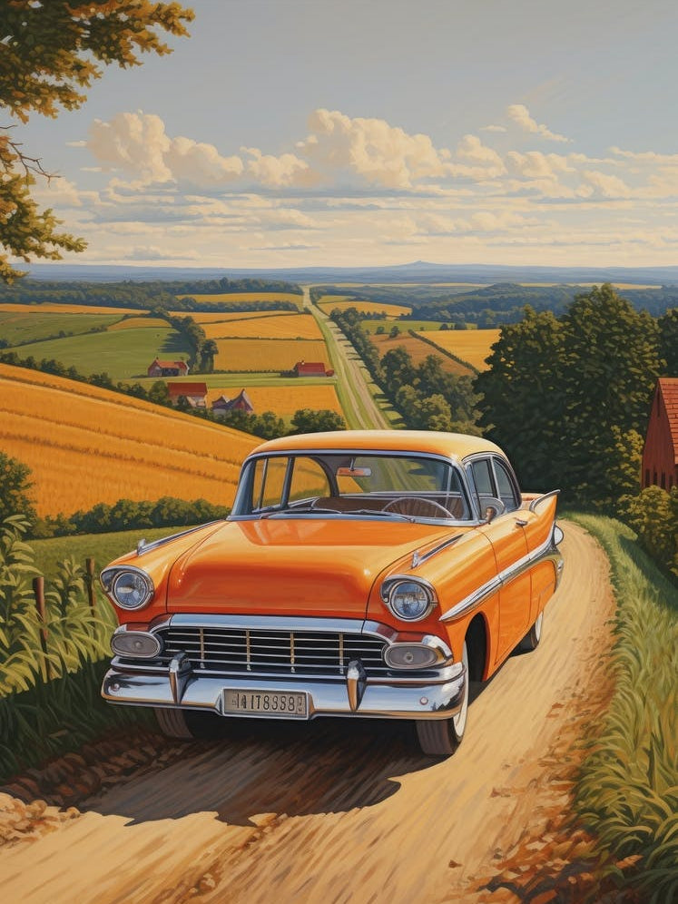 Old Car On The Road 1