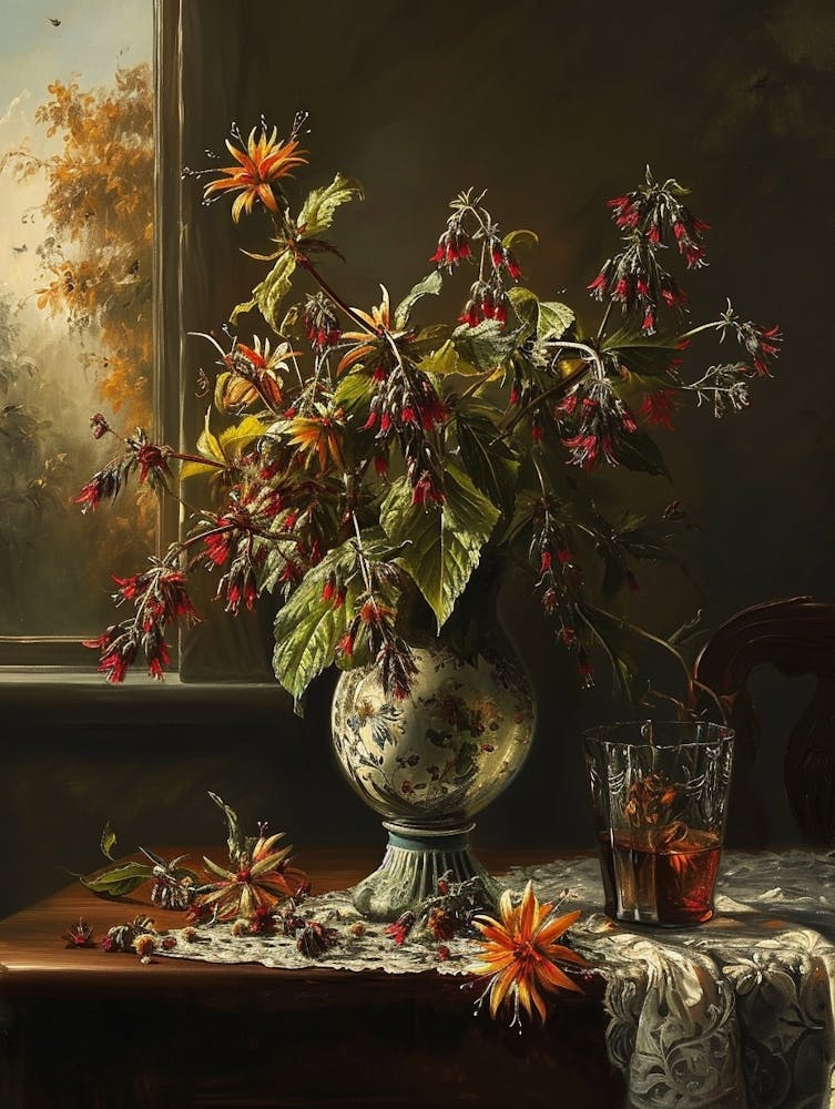 Baroque Floral Still Life Bee Balm 2