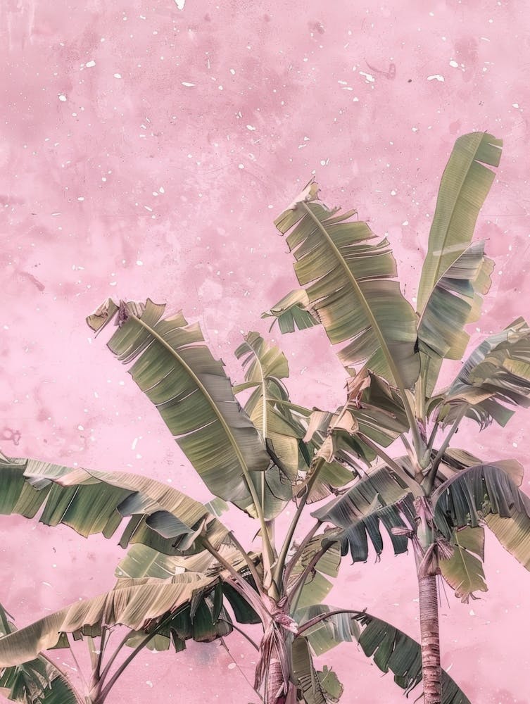 Banana Trees On A Pink Wall