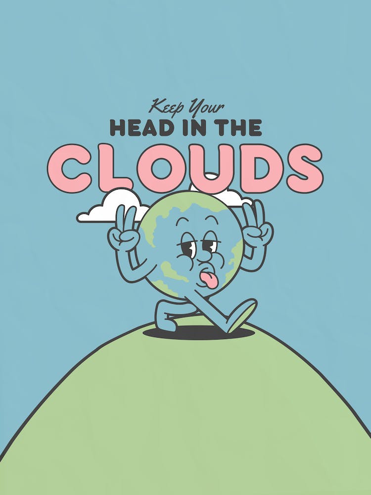 Head In The Clouds Retro Cartoon Art