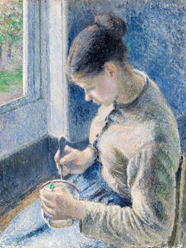 Young Peasant Having Her Coffee (1881), Camille Pissarro