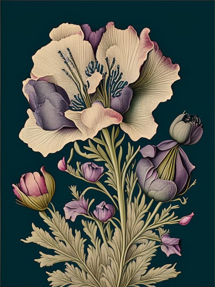 Eustoma 3 Floral Botanical Vintage Poster Flower